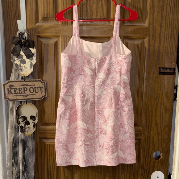 Lulu's Pink and White Floral Textured Dress - Picture 6 of 7